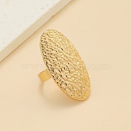 Textured Oval Alloy Adjustable Rings for Women, Light Gold, Inner Diameter: 17.2mm(RJEW-A045-01KCG)