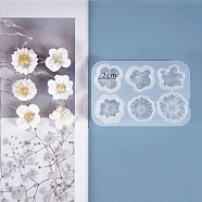 DIY Flower Silicone Molds, for UV Resin & Epoxy Resin Jewelry Making, White, 84x56x11mm, Inner Size: 14~22.5x14~22.5mm(DIY-M009-01C)