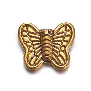 Tibetan Style Alloy Beads, Cadmium Free & Lead Free, Butterfly, Antique Golden, 8x10x3mm, Hole: 1mm(PALLOY-B0041-AG-FF)