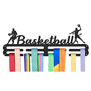 Sports Theme Iron Medal Hanger Holder Display Wall Rack, with Screws, Basketball Pattern, 150x400mm(ODIS-WH0021-494)