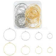 64Pcs 8 Style 316 Surgical Stainless Steel Hoop Earring Findings, Wine Glass Charms Rings, Golden & Stainless Steel Color, 15~35x0.7mm, 21 Gauge, 8Pcs/style(STAS-FS0001-33)