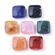 Acrylic Beads, Imitation Gemstone, Square, Mixed Color, 20x20x8.5mm, Hole: 1.5mm, about 160pcs/500g(OACR-S017-37H)