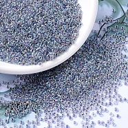 MIYUKI Round Rocailles Beads, Japanese Seed Beads, 11/0, (RR286) Light Amethyst Lined Crystal AB, 2x1.3mm, Hole: 0.8mm, about 1111pcs/10g(X-SEED-G007-RR0286)