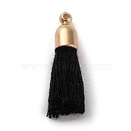 Cotton Pendants, with CCB Plastic Finding, Tassl, Black, 24.5~30x6mm, Hole: 1.4mm(OCOR-M010-01A)