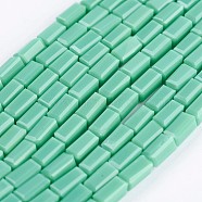 Opaque Glass Beads Strands, Faceted, Cuboid, Medium Turquoise, 6.5~7x3~3.5x3~3.5mm, Hole: 0.5mm, about 80pcs/strand, 20.6~22 inch(52.5~56cm)(EGLA-F123-3x6mm-NC21)
