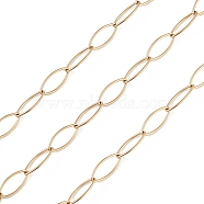 304 Stainless Steel Horse Eye Link Chains, Unwelded, with Spool, Golden, 15x7x1mm, about 32.81 Feet(10m)/Roll(CHS-C006-17G)