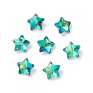 Electroplate Glass Charms, Faceted, Star, Medium Aquamarine, 13x13.5x7mm, Hole: 1.2mm(GLAA-H104-A05)