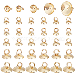 110Pcs 5 Size 304 Stainless Steel Bead Cap Pendant Bails, for Globe Glass Bubble Cover Pendant Making, Real 18K Gold Plated, 4~10x4~7.5mm, Hole: 2.5~3mm, 3.7~9.6mm Inner Diameter(STAS-BC0003-49)