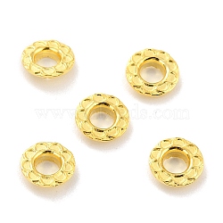 925 Sterling Silver Grommet Eyelet Findings, for Bag Making, Flat Round with Flower Pattern, Golden, 0.6x0.2cm, Hole: 3mm(STER-Z001-005G)