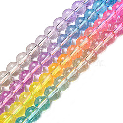 Dyed & Heated Synthetic Quartz Beads Strands, Gradient Color Round Beads, Mixed Color, 8mm, Hole: 1mm, about 55~56pcs/strand, 15.55''~15.75''(39.5~40cm)(G-P502-01B-M)