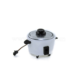 Mini Alloy Rice Cooker, with Wire, for Dollhouse Accessories Pretending Prop Decorations, White, 37x30x27mm(BOTT-PW0001-260A)