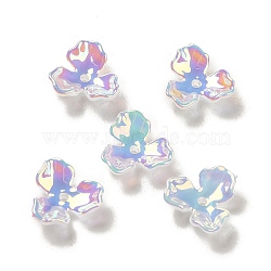 Plating Opaque Acrylic Bead Cap, 3-Petal Flower, Colorful, 11.5x11x3.7mm, Hole: 1.2mm(OACR-E039-66A)