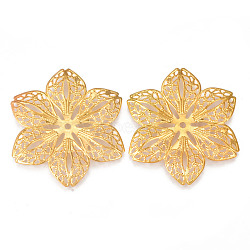 Iron Filigree Joiners Links, Etched Metal Embellishments, Flower, Golden, 43x43x3mm(IFIN-N007-002)