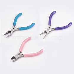 Carbon Steel Jewelry Pliers, Side Cutting Pliers, Wire Cutter and Round Nose Pliers, Polishing, Mixed Color, 10.5x7.5x0.85cm, 3pcs/set(PT-YW0001-01)