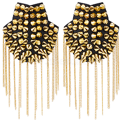 Vintage Iron Tassel Epaulette, Epaulet Shoulder Decoration, Golden, 190~195x100mm(AJEW-CY0002-76G)