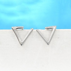 S925 Sterling Silver Stud Earrings, Platinum, Triangle, 6.5x7mm(EJEW-P305-01B-P)