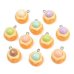 Opaque Resin Pendants, with 201 Stainless Steel Loops, Imitation Food, Cream Puff Charms, Mixed Color, 22.5x18x16mm, Hole: 1.5mm(RE-CBA5D24-08)