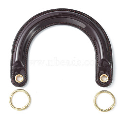 PU Leather Bag Handles, with Alloy Spring Gate Rings, for Bag Replacement Accessories, Arch, Coconut Brown, 12.5x15.7x1.1cm, Hole: 8mm(DIY-H162-01C)