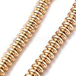 Electroplated Synthetic Non-magnetic Hematite Beads Strands, Saucer Beads, Light Gold Plated, 5.5x2.5~3mm, Hole: 1.2mm, about 153pcs/strand, 16.54''(42cm)(G-M095-C01-04KCG)