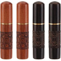 4Pcs 2 Colors Portable Wood Toothpick Bottle, Mutl-Use Mini Storage Container, with Carved Pattern, Mixed Color, 18x83.5mm, Inner Diameter: 11.5mm, 2pcs/color(AJEW-OC0003-67)