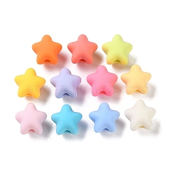 Dopamine Style Large Hole Acrylic Beads, Star, Mixed Color, 15x15.5x13mm, Hole: 4mm(MACR-D029-07)