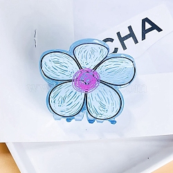 Flower Acrylic Large Claw Hair Clips, for Women Girls, Light Sky Blue, 60x60mm(PW-WG17948-08)