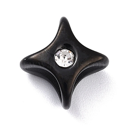 304 Stainless Steel Slide Charms, with Crystal Rhinestone, 4 Pointed Star, Electrophoresis Black, 10.5x10.5x8.5mm, Hole: 5.5mm(STAS-I190-27EB)