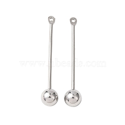 304 Stainless Steel Threaded Ball Eyepin, Screw Eye Pins with Ball End, Stainless Steel Color, 28x5mm, Hole: 0.9mm(STAS-G385-01P-02)