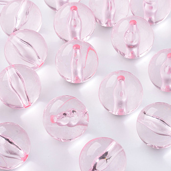 Transparent Acrylic Beads, Round, Pink, 20x19mm, Hole: 3mm, about 111pcs/500g