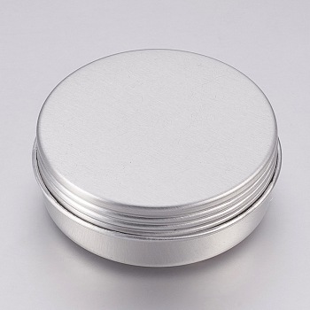 Round Aluminium Tin Cans, Aluminium Jar, Storage Containers for Cosmetic, Candles, Candies, with Screw Top Lid, Platinum, 4.8x1.7cm, Capacity: 25ml(0.84 fl. oz)
