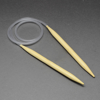 Rubber Wire Bamboo Circular Knitting Needles, More Size Available, Light Yellow, 780~800x4.0mm