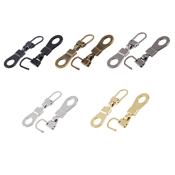 20Pcs 5 Colors Alloy & Iron Zipper Pull, Detachable Zip Tab Puller, for Garment Accessories, Mixed Color, 4.15cm, 4pcs/color