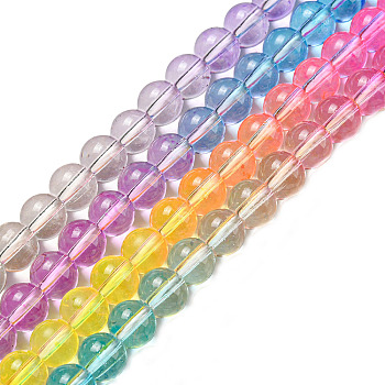 Dyed & Heated Synthetic Quartz Beads Strands, Gradient Color Round Beads, Mixed Color, 8mm, Hole: 1mm, about 55~56pcs/strand, 15.55''~15.75''(39.5~40cm)