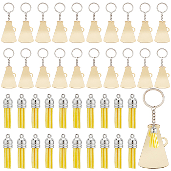 Elite DIY Blank Keychain Making Kit, Including Speaker Acrylic Pendant Keychain with Iron Finding, Faux Suede Tassel Pendant Decorations, Gold, 131mm