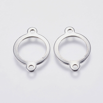 201 Stainless Steel Links connectors, Ring, Stainless Steel Color, 18x13x0.8mm, Hole: 1.5mm
