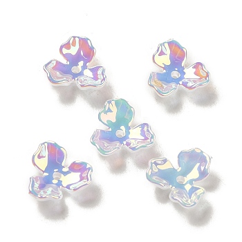 Plating Opaque Acrylic Bead Cap, 3-Petal Flower, Colorful, 11.5x11x3.7mm, Hole: 1.2mm