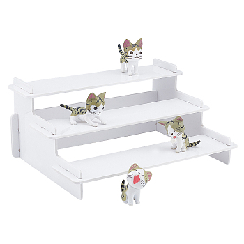 3-Tier Assembled Opaque Acrylic Model Toy Display Holder, White, Finish Product: 8.8x14.5x20cm, about 6pcs/set
