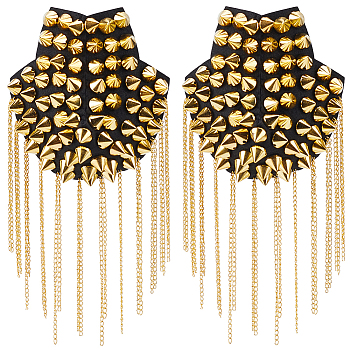 Vintage Iron Tassel Epaulette, Epaulet Shoulder Decoration, Golden, 190~195x100mm
