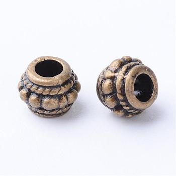 Tibetan Style Alloy Beads, Rondelle, Cadmium Free & Nickel Free & Lead Free, Antique Bronze, 8x6.5mm, Hole: 3~3.5mm, about 950pcs/1000g