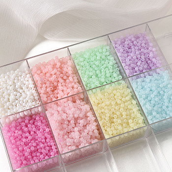 Opaque Acrylic Beads, Round, Mixed Color, 3.6~3.9x3.8mm, Hole: 1.6mm, 16500pcs/500g