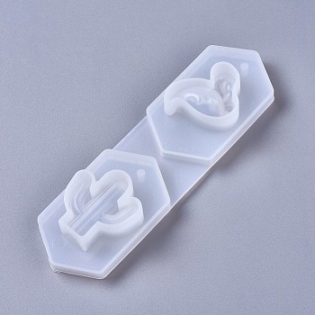 Silicone Molds, Resin Casting Molds, For UV Resin, Epoxy Resin Jewelry Making, Flamingo & Cactus, White, 175x50x26mm