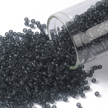 TOHO Round Seed Beads, Japanese Seed Beads, (9BF) Black Diamond Transparent Matte, 11/0, 2.2mm, Hole: 0.8mm, about 1110pcs/10g