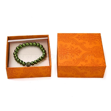 Square Flower Print Cardboard Bracelet Box(CBOX-Q038-03B)-3