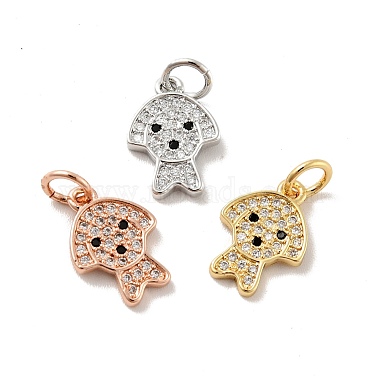Mixed Color Clear Dog Brass+Cubic Zirconia Charms