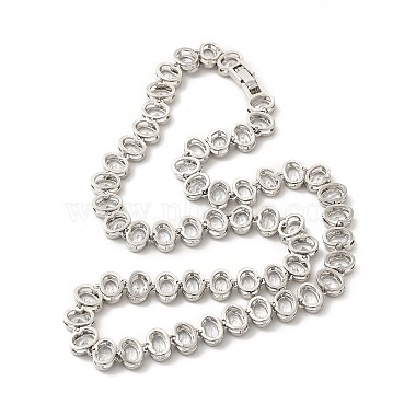 Halskette mit ovalen Gliedern aus klaren kubischen Zirkonia(NJEW-E074-02P)-2