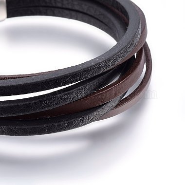 Bracelets multi-rangs avec cordon en cuir(BJEW-G603-39P)-2