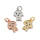 Dog Brass Micro Pave Clear Cubic Zirconia Charms(KK-G425-14)-1