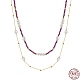Natural Lepidolite & Pearl Beaded Double Layer Necklaces(NJEW-G121-01G)-1