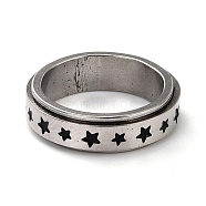 203 Stainless Steel Rotating Spinner Fidget Band Rings for Anxiety Stress Relief, Stainless Steel Color, Star Pattern, US Size 7 1/4(17.5mm), 6mm(RJEW-G118-10P)