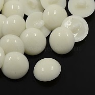 Acrylic Dome Shank Buttons, 1-Hole, Dyed, Half Round, White, 18x6mm, Hole: 3mm(BUTT-E052-A-01)